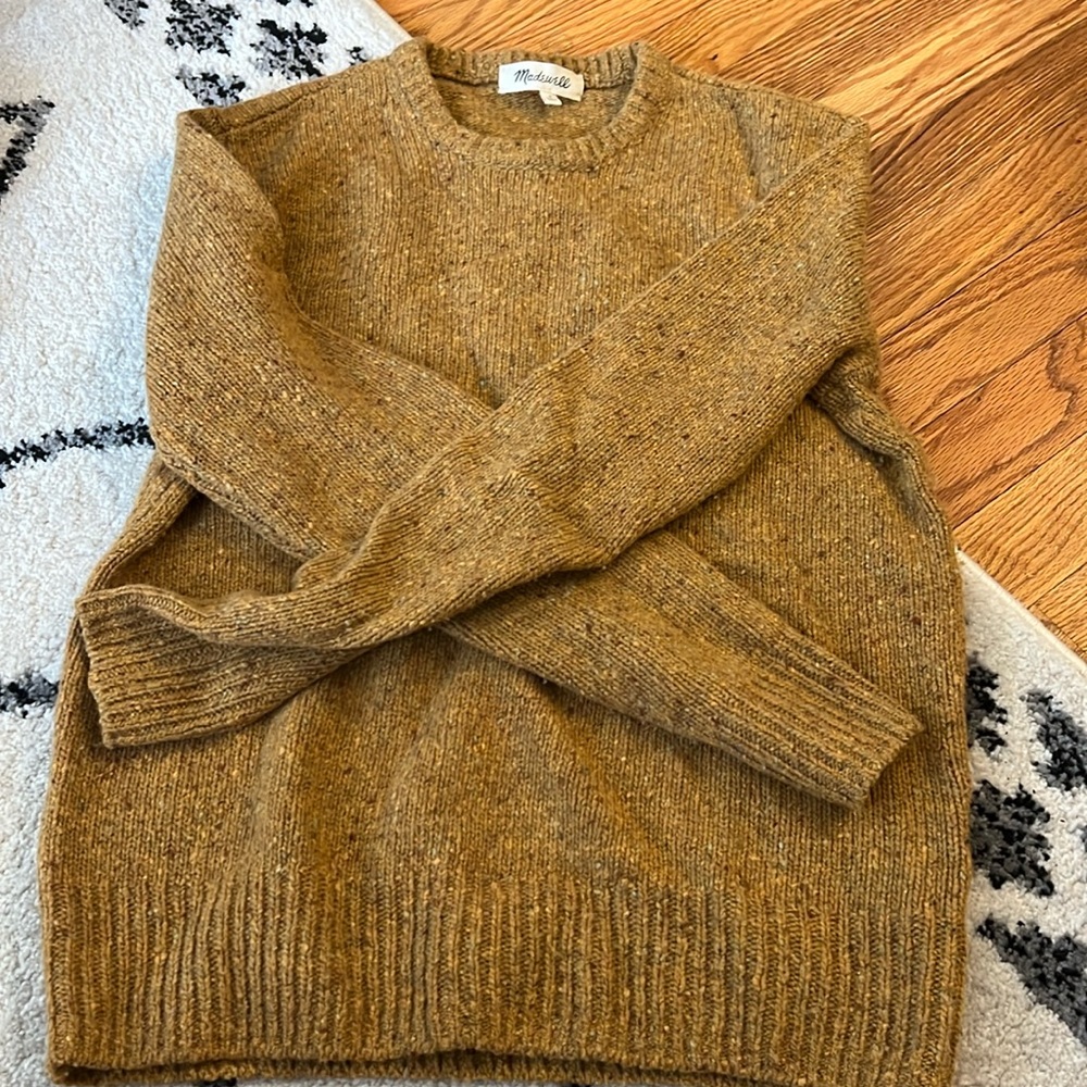 Madewell Men's Crewneck Sweater in Mustard Brown